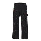 Graffiti Ink Painted Wide Leg Pant